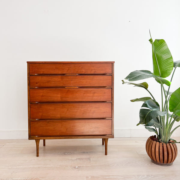 Mid Century Walnut Highboy Dresser on Tapered Legs Atomic Furnishing & Design Mid Century Walnut Highboy Dresser on Tapered Legs Atomic Furnishing & Design