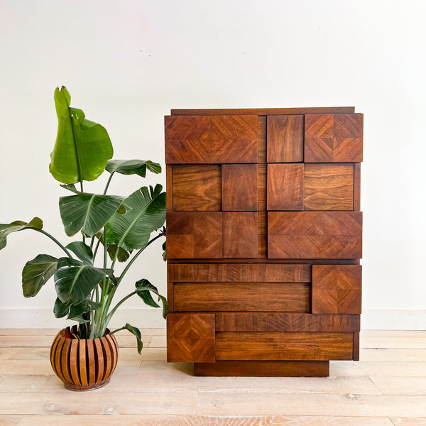 Lane Brutalist Highboy Dresser