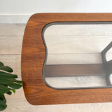 Mid Century Walnut/Glass End Table