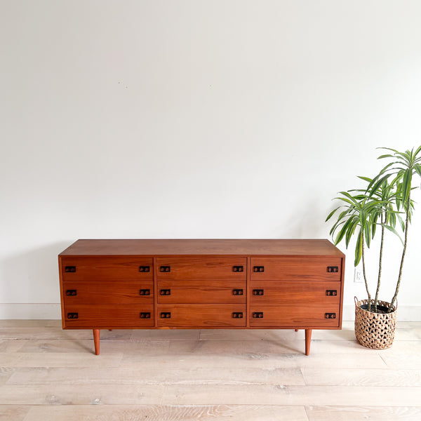 noak mid century modern dresser Mid Century Teak 9 Drawer Dresser – Atomic Furnishing & Design