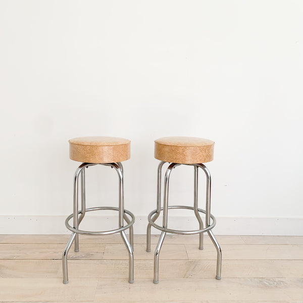 Pair of Chrome Bar Stools Atomic Furnishing & Design
