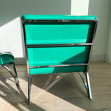 Pair of Turquoise Lounge Chairs w/ Chrome Bases