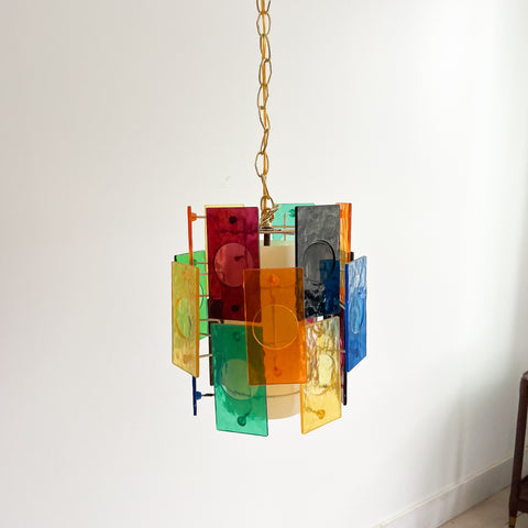 Vintage Colorful Lucite Pendant Light