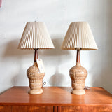 Pair of Brown Mid Century Lamps