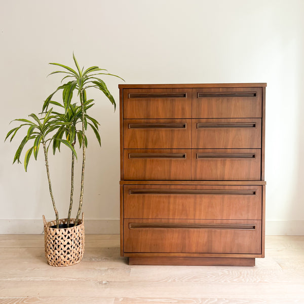 mid century modern highboy dresser Mid Century Plinth Base Highboy Dresser
