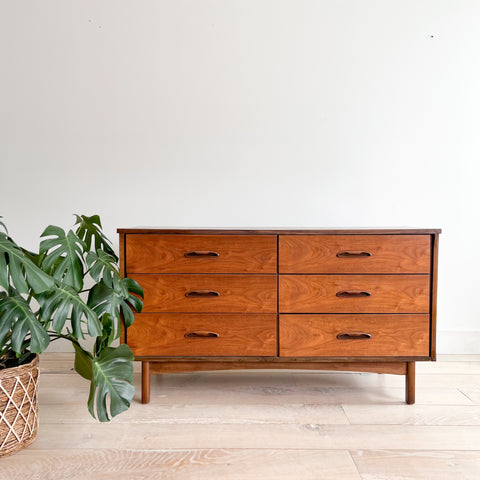 Walnut 6 Drawer Low Dresser
