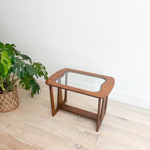 Mid Century Walnut/Glass End Table