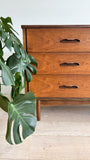 Walnut 6 Drawer Low Dresser
