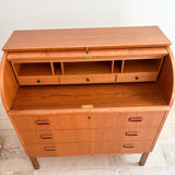 Danish Teak Roll Top Secretary