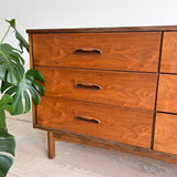 Walnut 6 Drawer Low Dresser