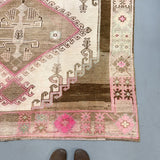 Turkish Oushak Rug - Pink/Brown - 6'3x11'2