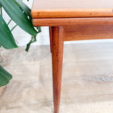 Small Danish Teak Expandable Dining Table - Tapered Legs