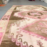 Turkish Oushak Rug - Pink/Brown - 6'3x11'2