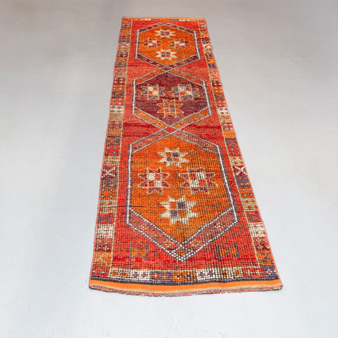 Turkish Rug/Orange Coral Purple - 2'10x9'5