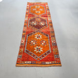 Turkish Rug/Orange Coral Purple - 2'10x9'5