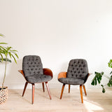 Pair of Plycraft Chairs - New Grey Upholstery