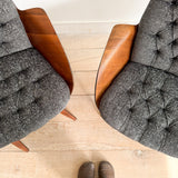 Pair of Plycraft Chairs - New Grey Upholstery