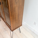 Mid Century Walnut Curio Cabinet
