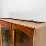 Mid Century Walnut Curio w/ Glass Shelving