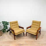 Pair of Scoop Chairs - New Golden Yellow Upholstery