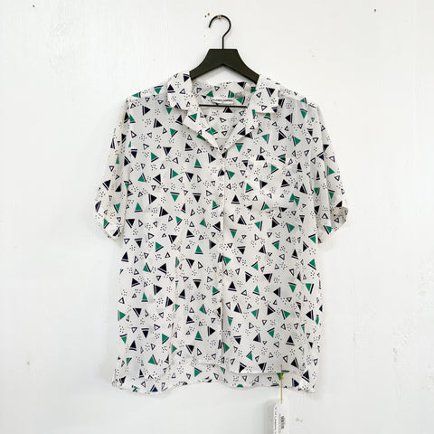 1980s Geometric Print Statement Blouse
