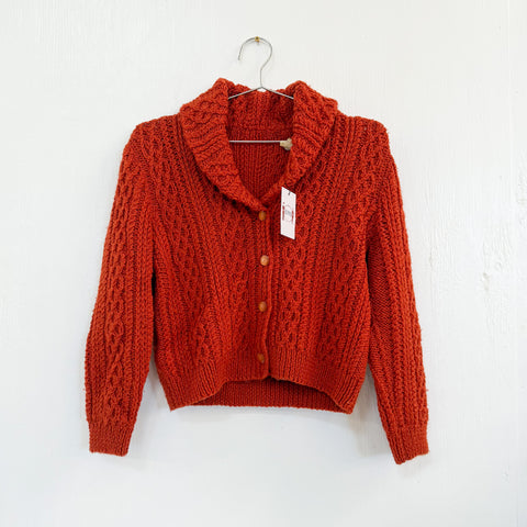 Hand Knit Burnt Orange Cardigan