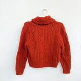 Hand Knit Burnt Orange Cardigan