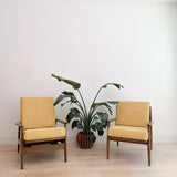 Pair of Vintage Lounge Chairs - Yellow Upholstery