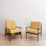 Pair of Vintage Lounge Chairs - Yellow Upholstery