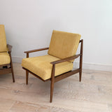 Pair of Vintage Lounge Chairs - Yellow Upholstery