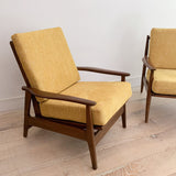 Pair of Vintage Lounge Chairs - Yellow Upholstery
