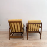 Pair of Vintage Lounge Chairs - Yellow Upholstery