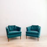 Pair of Vintage Lounge Chairs - Teal Upholstery