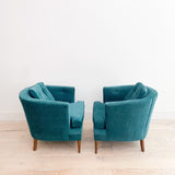 Pair of Vintage Lounge Chairs - Teal Upholstery