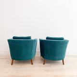 Pair of Vintage Lounge Chairs - Teal Upholstery