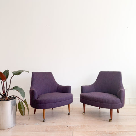 Pair of Curved Back Lounge Chairs
