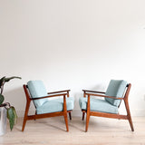 Pair of Lounge Chairs - New Blue Upholstery