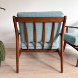 Pair of Lounge Chairs - New Blue Upholstery