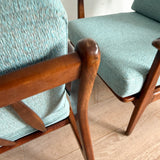 Pair of Lounge Chairs - New Blue Upholstery