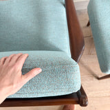 Pair of Lounge Chairs - New Blue Upholstery