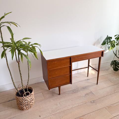 Mid Century White Formica Top Desk