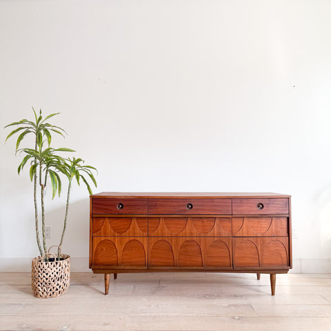 Mid Century Sculpted Front Low Dresser