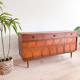 Mid Century Sculpted Front Low Dresser
