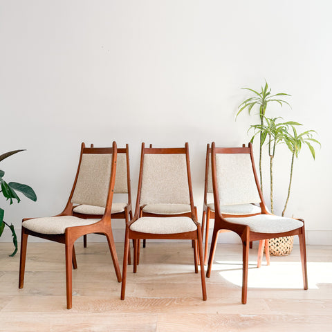 Set of 6 R Huber & Co Teak Dining Chairs - New Upholstery