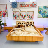 Handmade Oak Queen Size Bed w/ Nightstands