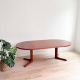 Danish Teak Round Dining Table w/ 2 Leaves