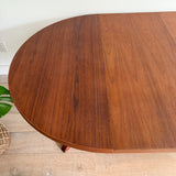 Danish Teak Round Dining Table w/ 2 Leaves
