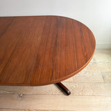Danish Teak Round Dining Table w/ 2 Leaves