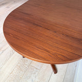 Danish Teak Round Dining Table w/ 2 Leaves