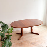 Danish Teak Round Dining Table w/ 2 Leaves